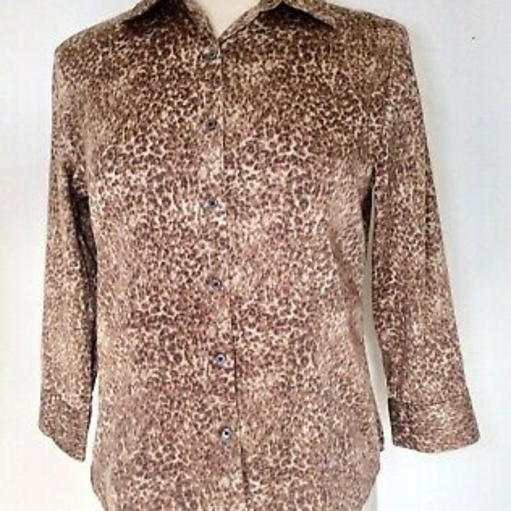 Talbots Animal Print Button Blouse